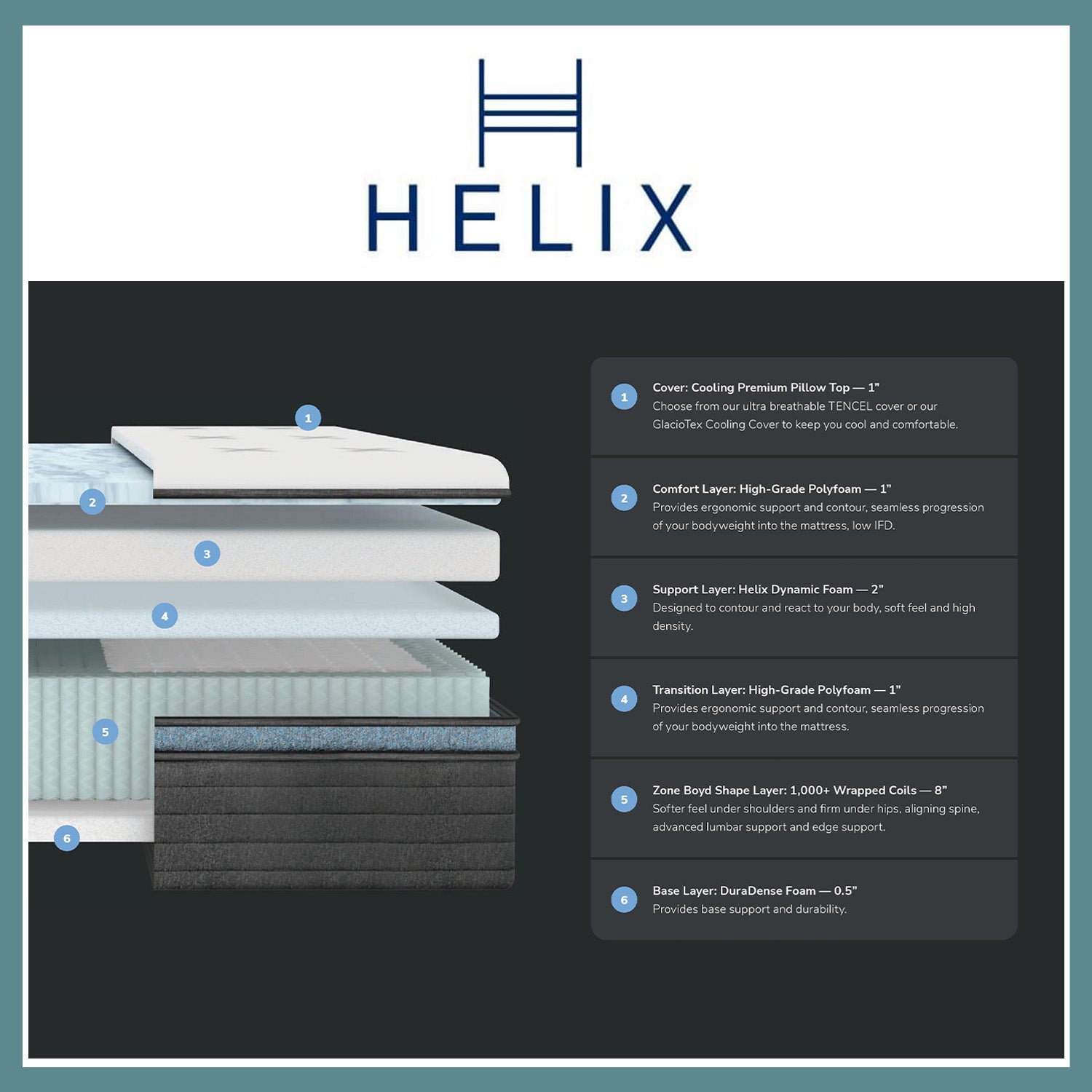 Helix Midnight Luxe Mattress 20% + 2 Free Dream Pillows